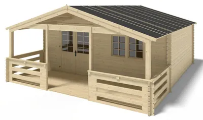 Immagine prodotto di Casetta da giardino in legno con veranda e tettoia - 42m2 - 6x5m - 40mm - colore: naturale