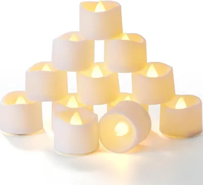Produktbild von Homemory 24 LED Teelichter, Timer 6/18 Std, Flackernd, 3.6x3.6 cm, Batteriebetrieben, Warmweiß, Plastik, sicher und langlebig.