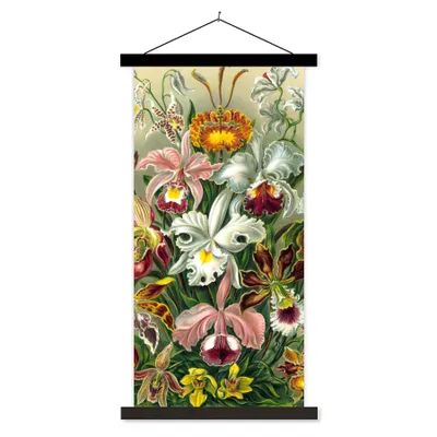 Produktbild von MuchoWow® Textilposter Gestaltung - Blumen - Pflanzen - Ernst Haeckel 40x80 cm mit schwarzem Rahmen - Wandemalerei