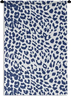 Produktbild von MuchoWow® Wandteppich Wandbehang Pantherdruck - Blau - Weiß 120x180 cm Tapisserie Dekoration Wandtuch - Schlafzimmer - Dekorationen für das Haus