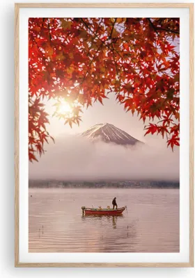 Produktbild von Gerahmtes Poster - Rahmen in heller Eiche - Vulkan See - 61x91,5 cm - Wand Bild - Wanddeko - Wandbilder - Kunstposter - Wandposter - Bilderrahmen - Bilder - Kunstdruck - Wandbild - P2NPA61x91-4107