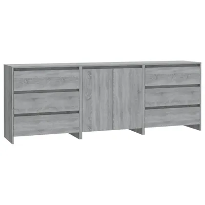 Produktbild von 3-tlg. Sideboard Grau Sonoma Holzwerkstoff