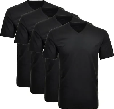 Produktbild von RAGMAN Herren T-Shirt 4er Pack - 1/2 Arm, Unterhemd, V-Neck Schwarz 4XL