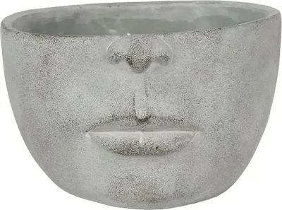 Image de Clayre & Eef Pot de fleurs 24x23x15 cm Gris pierre visage