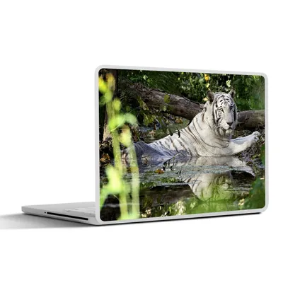 Produktbild von MuchoWow® Laptop Aufkleber Sticker Cover Weißer Tiger im Wasser 40x30 cm - Laptop Dekoration - Selbstklebend