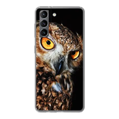 Produktbild von MuchoWow® Handyhülle Schutzhülle Hülle für Samsung Galaxy S21 Eule - Schwarz - Gelb Silikon Softcase Handy Hülle - Softcase