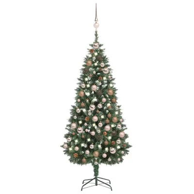 Productafbeelding van Kunstkerstboom met verlichting kerstballen dennenappels 180 cm