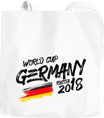 Produktbild von Jutebeutel Deutschland WM 2018 Fußball Weltmeisterschaft Germany Flagge Baumwolltasche Stoffbeutel Moonworks® weiß unisize