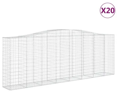 Obrázok produktu pre vidaXL Gabiony s vysokým oblúkom 20 ks 400x50x140/160cm Pozinkované železo