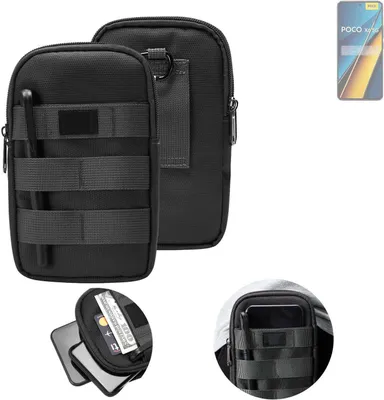 Produktbild von K-S-Trade Holster Gürtel Tasche kompatibel mit POCO X6 Handy Tasche Schutz Hülle dunkel-grau viele Fächer, 1x