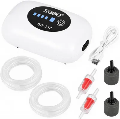 Produktbild von Aquarium-Luftpumpe mit 2 Ausgängen, flüsterleise, automatische Notstromversorgung, für Aquarien