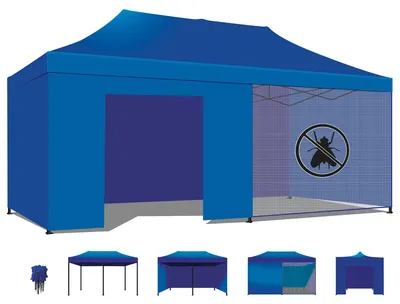 Immagine prodotto di Taman Tenda / Gazebo Per Giardino 3X6 Impermeabile Tendone Pieghevole Per Fiere E Mercati Con Teli Laterali Colore Blu