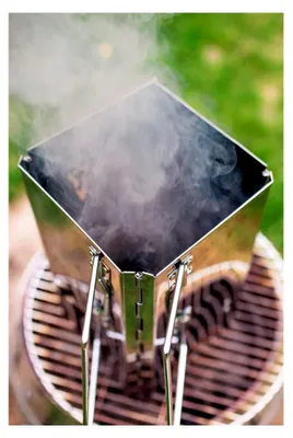 Produktbild von Klappbarer Edelstahl Anzündkamin mit Griffen | 16 x 16 x 29 cm | Faltbarer Grillkamin mit Tragetasche für BBQ, Camping, Outdoor, Garten, Terrasse, Festival | Grillstarter, Grillzubehör
