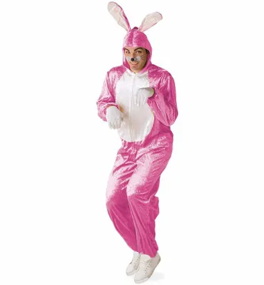 Produktbild von Erwachsenenkostüm Hase in pink-weiß Overall (XX-Large)