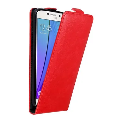 Image de Cadorabo Housse pour Samsung Galaxy NOTE 5 Housse de protection rouge Flip Etui Housse de téléphone portable Case Cover