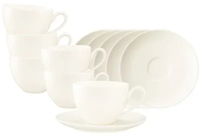 Produktbild von Seltmann Weiden Savona Fine Diamond weiß Milchkaffeeobertasse + Untertasse 6er Set