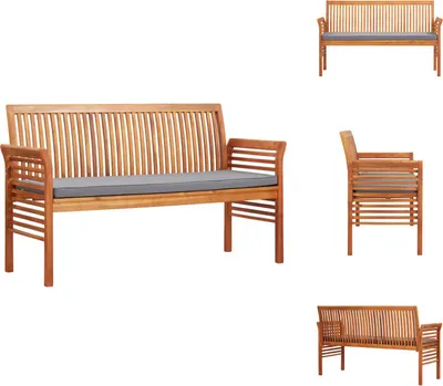 Immagine prodotto di vidaXL Panca da giardino a 3 posti con cuscini 150 cm in legno massiccio di acacia - Panche da giardino