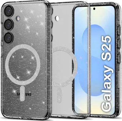 Zdjęcie produktu dla Etui do Samsung S25 BROKATOWE do MagSafe CLEAR SHINE + SZKŁO NA EKRAN