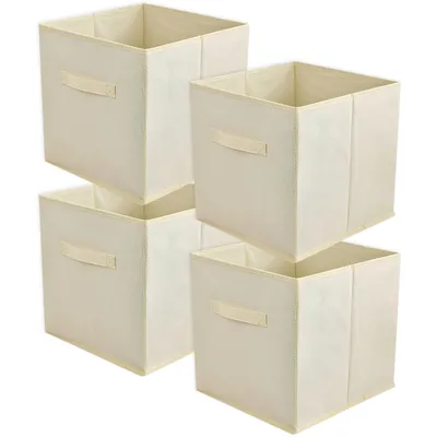 Produktbild von Lavita Storage Box | faltbare Aufbewahrung Boxen 31 x 31 x 31 cm | Schubladen-Organizer Box| Ordnungssysteme für Kleidung | Kleideraufbewahrung & Organisation | cremig | 4 stück