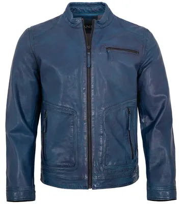 Produktbild von Jilani - Herren Lederjacke Lammnappa blau : 54