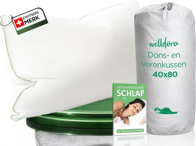 Produktbild von Kopfkissen 40x80 cm, Daunen und Federn, 3-Kammer-Kissen, Nackenstützkissen,