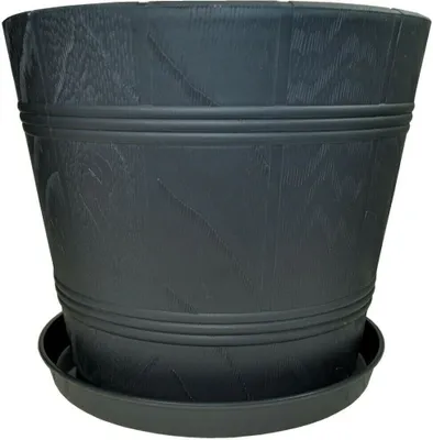 Produktbild von Blumentopf Blumenkübel Elba mit Untersetzer (Ø22 cm (2), Anthrazit)