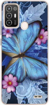 Produktbild von König Design Hülle kompatibel mit ZTE Blade A52 Kunststoff Soft Handyhülle - Handy Case Schmetterling Blau