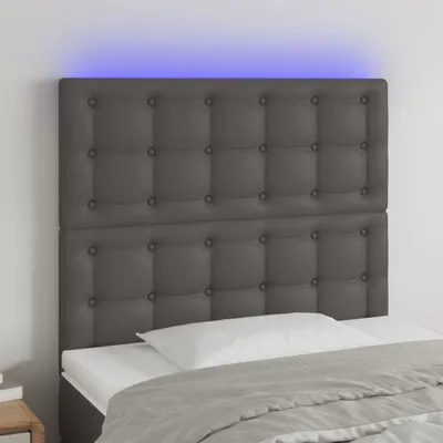 Productafbeelding van Living Store LED hoofdeinde, grijs, 80x5x118/128 cm, kunstleer