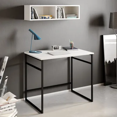 Produktbild von Skye Decor, Gama - White, Black, Schreibtisch, Weiß, 100 % MELAMINBESCHICHTETE SPANPLATTEN, 90 x 60 x 75 cm
