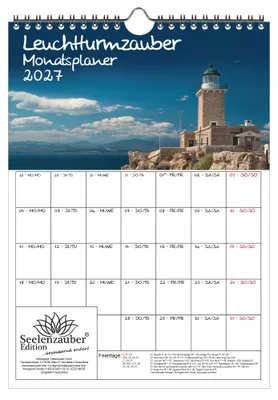 Produktbild von Leuchtturmzauber Planer DIN A4 Kalender Querformat für 2027 Küste Meer Leuchtturm Leuchttürme - Seelenzauber
