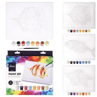 Produktbild von Artist Malen nach Zahlen Set mit Acrylfarben Leinwand Rahmen Pinsel 10-teilig 30x24 cm