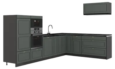 Productafbeelding van Hoekkeuken Vicco Fame-Line Groen-Goud Landhuis/Antraciet 327 x 227 cm zonder werkblad, Model 64363