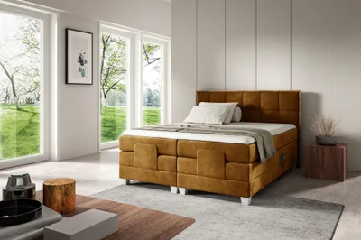 Produktbild von Boxspringbett Elektrisch Bett HENRY 200x200cm in Stoff Fresh Senfgelb