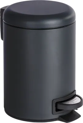 A black pedal bin is shown against a white background.