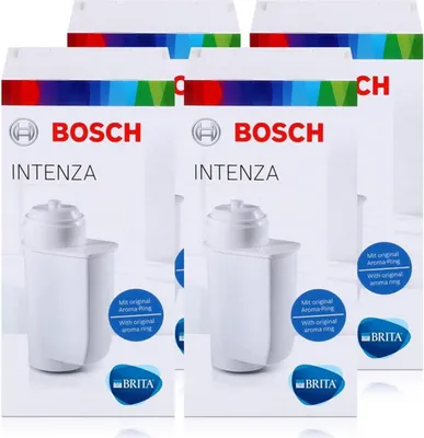 A product shot of multiple Bosch Brita Intenza water filter packages arranged in a grid.
