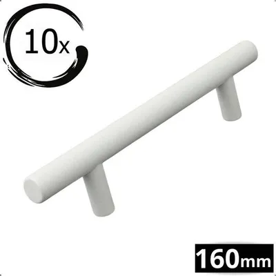 Produktbild von By MJM Denver Möbelgriffe – Lochabstand 160mm – Weiß Edelstahl – 10er-Set