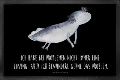 Produktbild von Mr. & Mrs. Panda Schmutzfangmatte Axolotl Schwimmen 40 x 60 cm - Schwarz - Geschenk, bodenmatte, Problem, Schmutzmatte, Lurch, Türvorleger, Fussmatte, Optimistisch