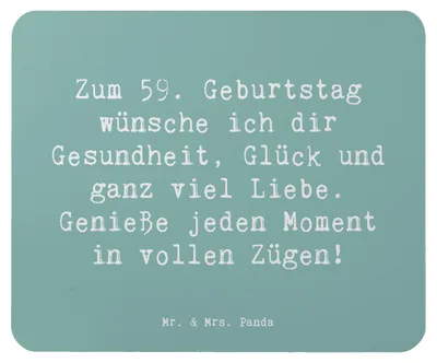 Produktbild von Mr. & Mrs. Panda Mauspad Spruch 59. Geburtstag - Meeresbrise - Geschenk, feiern, 59 Jahre, Optimismus, Mousepad, mousematte, Mouse Pad, Geburtstagswunsch, computer, Alter