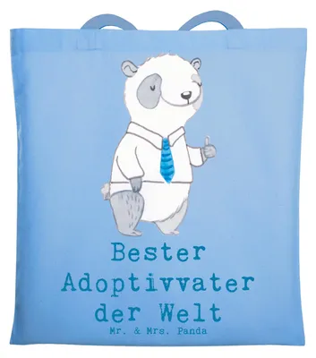 Produktbild von Mr. & Mrs. Panda Tote Bag Panda Bester Adoptivvater der Welt - Sky Blue - Geschenk, Geschenkidee, Schultasche, Laptoptasche, Jutebeutel, Tasche, Büchertasche, Adoptiert