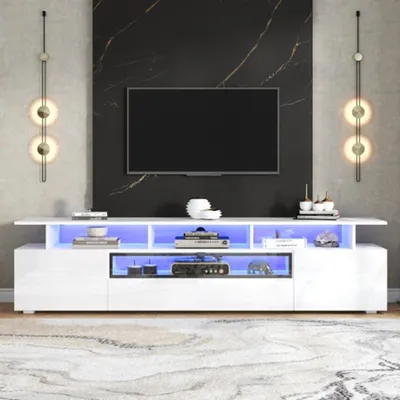 Produktbild von TV-Schrank,Hochglanz-TV-Ständer mit 2 Schränken und 1 Schublade,Lowboard Mit LED, für Fernseher um die 75 Zoll 180*38*45cm
