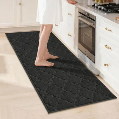 Imagen del producto de Alfombra para cocina de 50 x 150 cm, lavable y antideslizante, de color negro, ideal para cocina, pasillo y salón