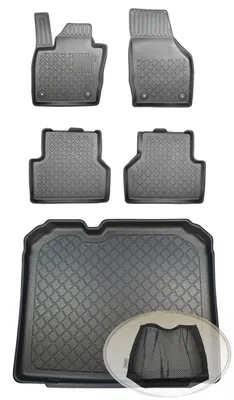 Produktbild von SET Kofferraumwanne Gummifußmatten für Audi Q3 8U Steilheck Geländewagen SUV 5-türer 2011- Pannenset, vertiefte Ladefläche