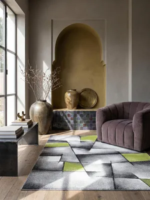 Produktbild von Kurzflorteppich Kurzflor Patchwork Polypropylen Grün 120x170 cm Wohnzimmer Schlafzimmer BIENO | Kadima Design