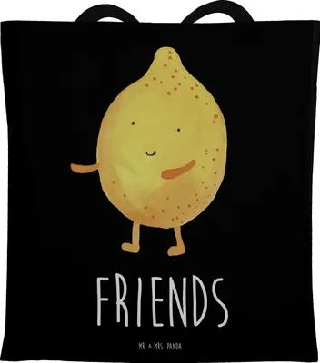 Produktbild von Mr. & Mrs. Panda Tote Bag Beste Freunde Zitrone - Schwarz - Geschenk, Jutebeutel, Shopping Tasche, Laptoptasche, Unitasche, Fehlende Keywords, Lustige Sprüche