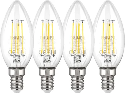 Immagine prodotto di Philips LED E14 set di 4 lampade a filamento 40W 2700K a forma di candela