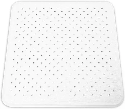 Image de Tapis de douche antidérapant 43 x 43 cm, résistant à la moisissure, blanc, caoutchouc naturel