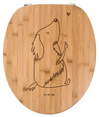 Produktbild von Mr. & Mrs. Panda Klodeckel Hund Liebe - Transparent - Geschenk, holz toilettensitz, Klobrille, Toilettendeckel, Süß, WC Sitz, Hundebesitzer, Herz, Brille