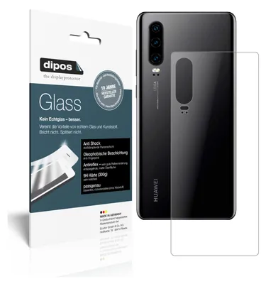 Produktbild von 2x Schutzfolie für Huawei P30 Rückseite matt - Anti-Shock 9H Folie dipos Glass