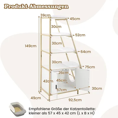 Produktbild von Katzen-Toilettenhaus - Katzenhaus - Katzenklappenverhinderer - Katzenmöbel - Klettergerüst - 5-stöckiges Design