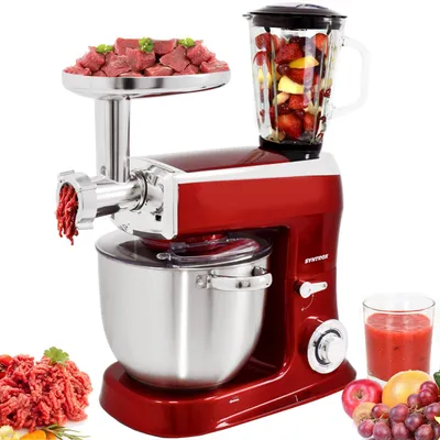 Produktbild von Syntrox Germany Küchenmaschine 1500W 7,5L mit Fleischwolf Mixer rot